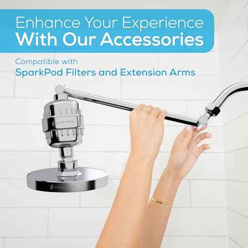 SparkPod Shower Head - High Pressure Rain - Premium Quality Luxury Design - 1-Min Install - Easy Clean Adjustable Replacement for Your Bathroom Shower Heads (Luxury Polished Chrome, 6 Inch Round)