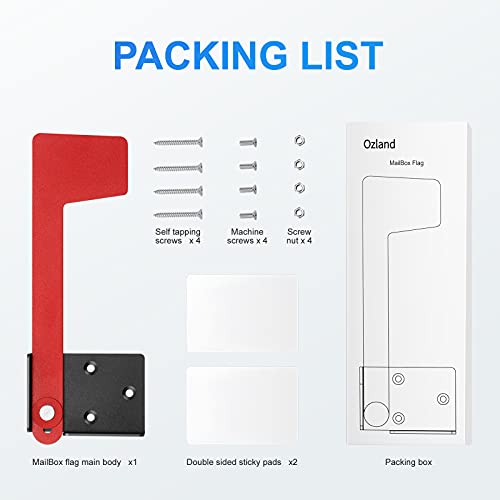 Ozland Post-Mount Mailbox Flag Kit - Galvanized Steel Replacement Flag with Multiple Installation Methods