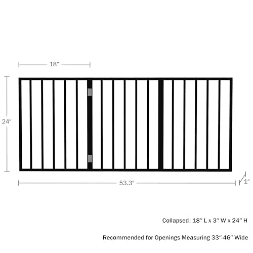 PETMAKER Black 3-Panel Foldable Indoor Dog Gate - 54x24 Inch Freestanding Pet Fence