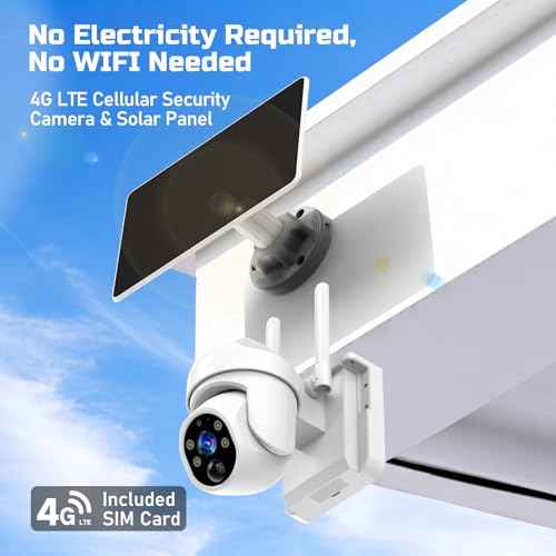 4G LTE Cellular Solar Security Camera Wireless Outdoor, 4G LTE Cellular Security Camera Includes SIM Card, Solar Powered Cellular Camera with PIR Motion Detection & Color Night Vision & Two-Way Audio