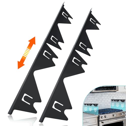 Black Stainless Steel Stove Gap Cover 2 Pack, Adjustable Retractable Range Guard