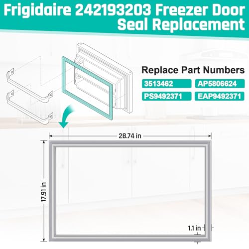 Luckman 242193203 Refrigerator Door Gasket Seal 17.91x28.74 in for Frigidaire/Kenmore Freezer Door