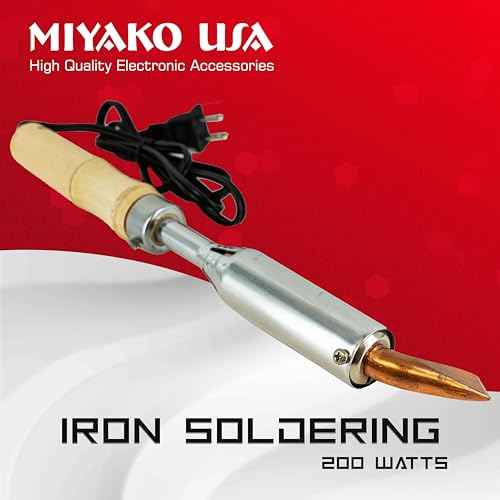 200W Heavy-Duty Soldering Iron with Ceramic Heater ? Torch-Style High-Performance Welder with Wooden Handle & Replaceable Tip (74B200)