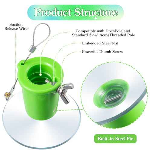 Enhon Light Bulb Changer for High Ceilings and Recessed Lights, Suction Cup Light Bulb Changer Attachment Kit Compatible with DocaPole and Other Standard Threaded Extension Pole (Pole Not Included)