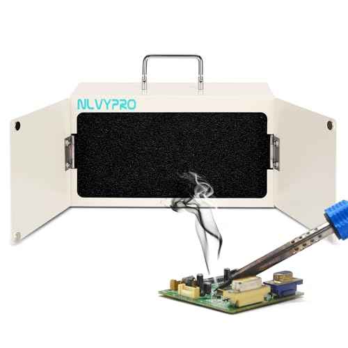 Solder Fume Extractor, Extended Double Door anti-Smoke Leak Design, Double-Layer H13 HEPA Flter, Dual-Speed 3200RPM Fan, 110-240V Wide Voltage, Suitable for Jewelry, Welding Fume Filtration