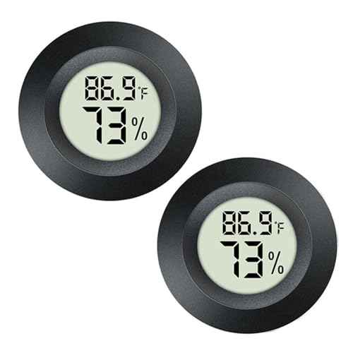 2 Pack Hygrometer Thermometer Digital Humidity Meter Indoor/Outdoor Humidity Monitor Reptile Thermo-Hygrometer for Greenhouse Humidors Terrarium Jars, Fahrenheit (¢µ) /Celsius(¡É) (2)