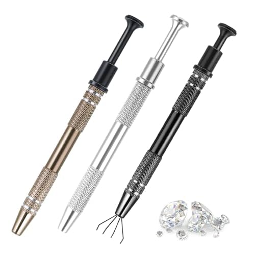 3Pcs Piercing Tweezers, 5.9 Inch 4-Claw Stainless Steel Grabber Tool Set in Black Brown Silver, Precision Jewelry Electronics Retrieval Tool