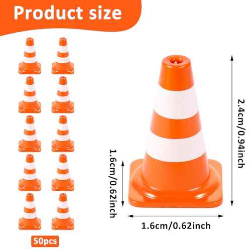 50pcs Mini Traffic Cones Cupcake Toppers Traffic Signs Cake Topper Safety Cones Cupcake Picks Miniature Barricades Food Picks Road Sign Cake Decoration for Baby Shower Kid Birthday Party Cakes Decor