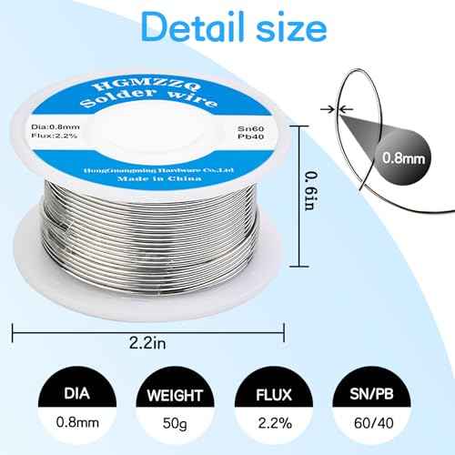 60/40 Tin Lead Solder Wire with Rosin core for Electrical Soldering 0.031 inch(0.8mm-50g)