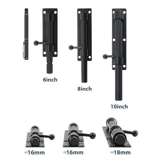 Alise 10 Inch Heavy Duty Black Barrel Bolt Latch - Single