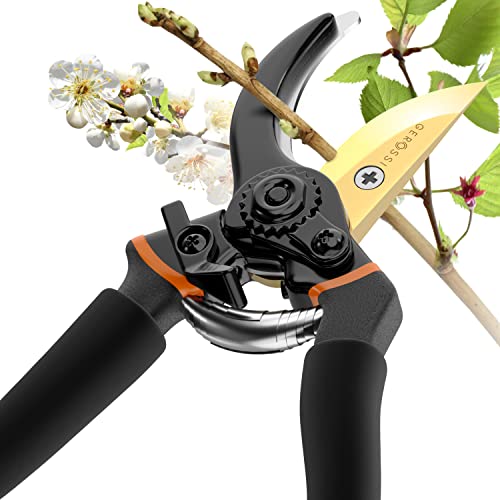 Gerossi Heavy Duty Bypass Pruning Shears 7-inch Garden Hand Pruners