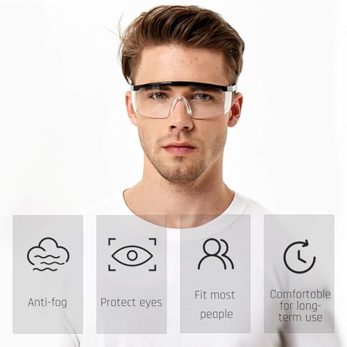 Safety Glasses Clear HD Anti-fog Goggles Eye Protective Eyewear Adjustable Frame Work Safety Glasses Over Eyeglasses
