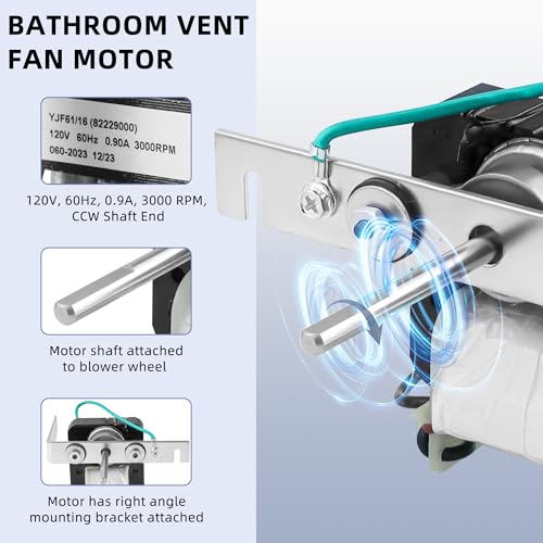Fetechmate 100% Copper Bathroom Vent Fan Motor Replacement for Nu-Tone 9415 Series - Model 82229000, CW CCW