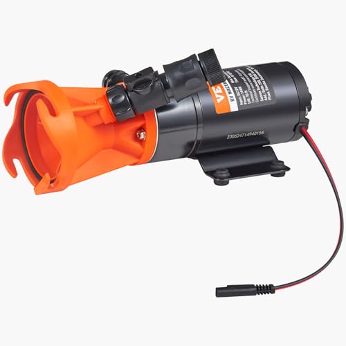 VEVOR 12V RV Macerator Pump, 12GPM, Portable RV Waste Pump, Quick Release Sewage Pumps with Garden Hose & Clamps, 7ft Power Cord, 10ft Lift, Automatic Manual Crushing Function, for Boat Camper Marine