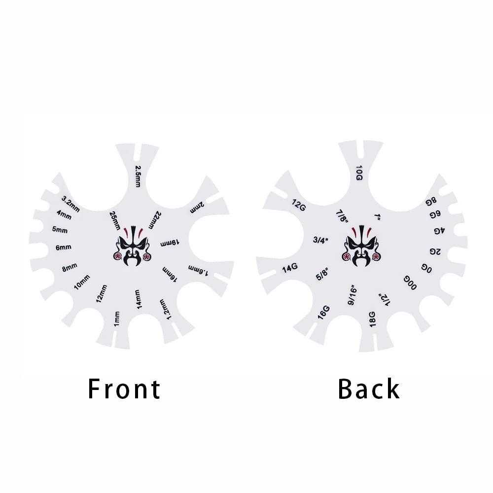 COOEAR Acrylic Piercing Gauge Measurement Wheel 18G-1 Inch.