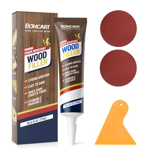 Boncart White Wood Filler, 6.15 oz Paintable & Crack-Resistant Wood Putty