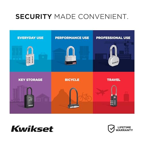 Kwikset Laminated Steel Padlock 1-1/2" Shackle Silver - Heavy Duty Security