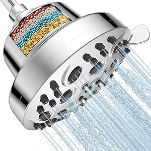 Filtered Shower Head, High Pressure Shower Heads with Filter for Hard Water, Luxury 8 Settings Adjustable Water Softener Shower Head
