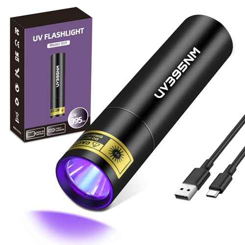 UV Flashlight Black Lights Wood¡¯s Lamp Powerful Mini Portable, LED 395nm USB Rechargeable Ultraviolet Blacklight Flashlights, Pet Urine Detector Light for uv Resin Curing