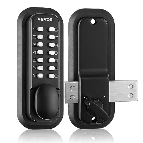 VEVOR Black Mechanical Keyless Entry Door Lock, 14-Digit Keypad, Outdoor Gate Lock Set