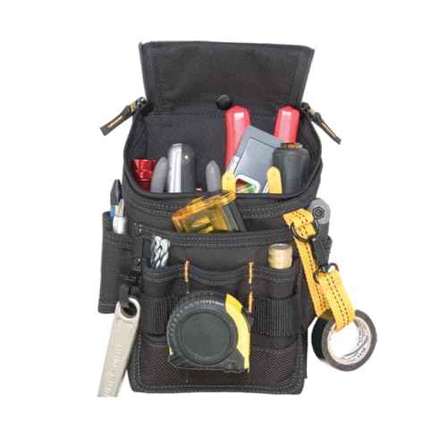 CLC Custom Leathercraft 1524 Ziptop Utility Pouch, Medium, Black, 11 Pockets