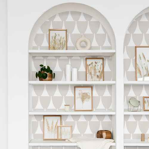 MelunMer Taupe Geometric Peel and Stick Wallpaper Boho Contact Paper Modern Self Adhesive Removable Wallpaper for Bathroom Waterproof Drawers Contact Paper for Cabinets Bedroom Wall Decor 17.3"¡¿78.7"