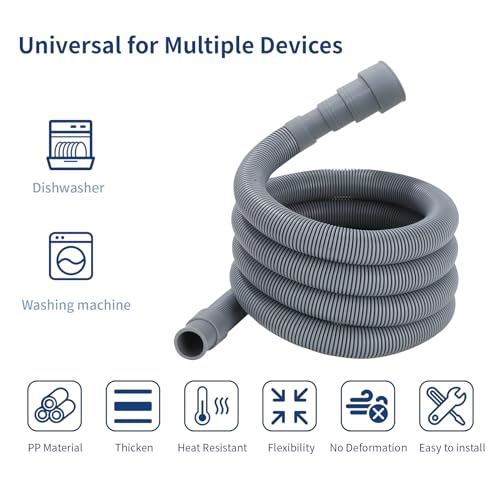 Anchira 3.2 ft Washing Machine Drain Hose Extension Kit with 4 Diameters, 1 m Corrugated Hose + 1 Adapter + 2 Clamps + U-Bend Holder