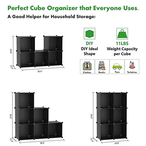 C&AHOME Black 6-Cube Storage Organizer Shelf Cube Bookcase Closet