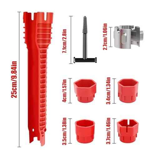 Tap Spanner Tool, 12-in-1 Multi-Functional Faucet Wrench, Comfortable Grip, Anti-Slip, for Sink, Bathroom & Kitchen Plumbing, Faucet Installation, Plumbing Repair Kita
