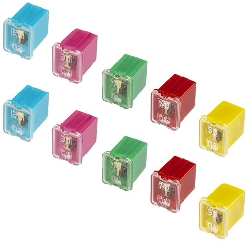 BFXM 10-Pack Automotive Fuse Assortment Kit - Low Profile Car Fuses, Color-Coded
