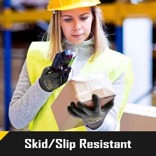 COOLJOB 3/12/36 Pairs Safety Work Gloves Microfoam Nitrile Rubber Coated, Seamless Knit Nylon with Full Fingers Touchscreen, Grip Nitrile Dipped, Ideal for Warehouse, Home Improvement, Grey Large