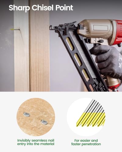 Meite 15 Gauge Angled Finish Nails Set - Galvanized, 4 Sizes, 2000PCS, Compatible with Major Nailers