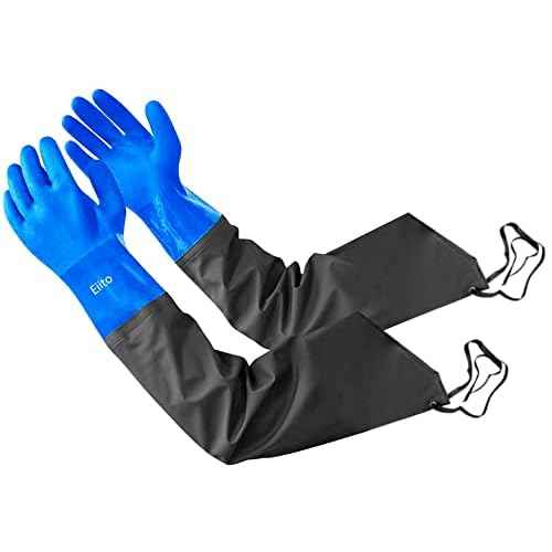 Eiito Drain cleaning gloves,Pond Gloves,Long Rubber gloves,Waterproof Gloves elbow length rubber gloves- 27 Inch Insulated Waterproof