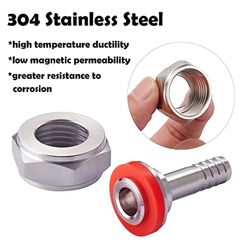 LitKiwi 2Pcs 5/8 G BSP to 1/4 Barb Fittings Stainless Steel Keg Coupler Connector
