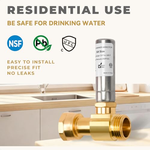 SECKWHALE 2-Pack Stainless Steel Water Hammer Arrestor 3/4" Swivel FHT x MHT Straight