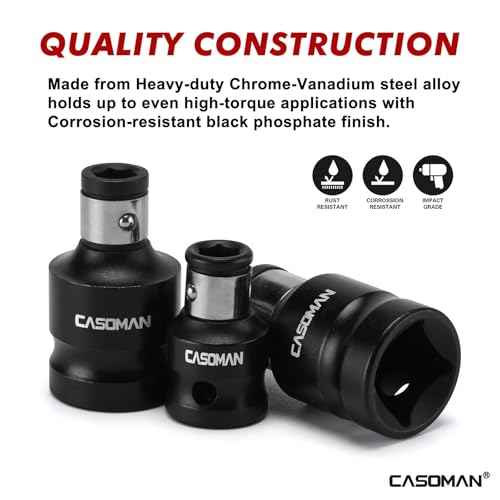 CASOMAN Bit Socket Adapter Set -1/4" *3/8" Dr. 1/4"*1/2" Dr., 5/16" *1/2" Dr.,1/4-Inch Dr. Hex Power Bit Holder & 5/16" 1/4-Inch Dr.Hex Power Bit Holder Set 6 Piece Impact Coupler Set