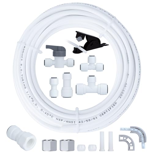 1/4 in Refrigerator Water Line Kit 25 ft with 11 fittings A-25ft-11pcs for Ice Makers RO Systems