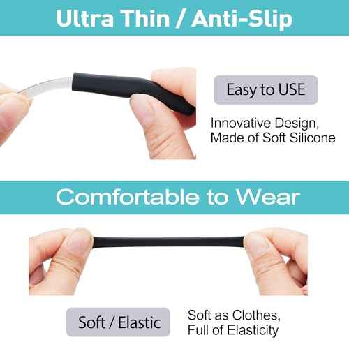 Anti-Slip Glasses Ear Cushion, Silicone Eyeglasses Temple Tips Sleece, Soft Glasses Grip, Comfort Eyeglass Cushions, Eyeglass Grips for Men, Women, Glass Accessories (3 White Pairs)
