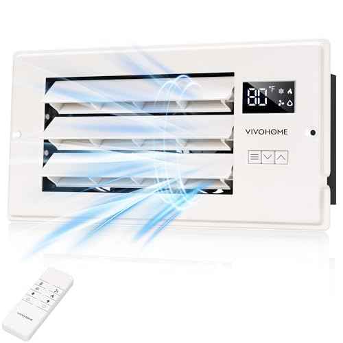 VIVOHOME 4'' x 10'' Opening Register Booster Fan with Adjustable Wind Direction Louver, Smart Intelligent Thermostat & 10-Speed Remote Control - 11.4" x 5.5" Vent Cover for Room, Floor, Wall - White