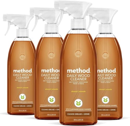 Method Daily Hardwood Cleaner Almond 28 fl oz Pack of 4 – Natural Wood Surface Cleaner