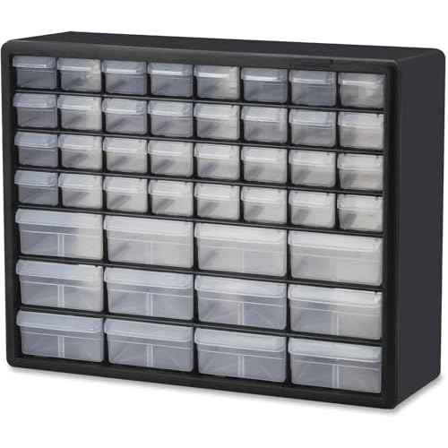 Akro-Mils 44-Drawer Plastic Drawer Storage Cabinet for Garage Organization, Bead Organizer, Building Bricks Storage, Teacher Toolbox, Makeup Organizer, 20" W x 6" D x 16" H, 10144 Black