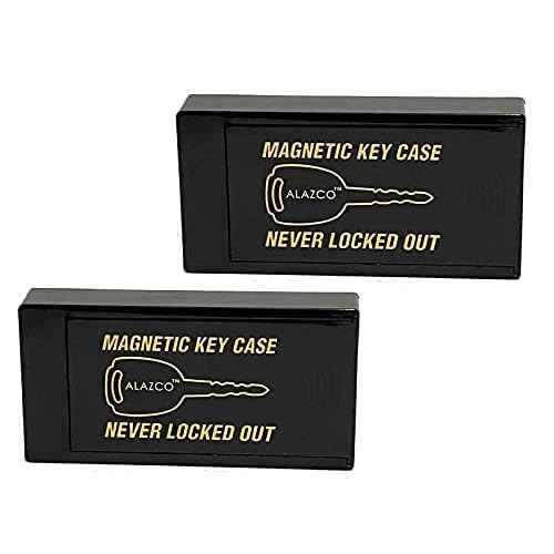 2 Hide A Key Magnetic Under Car Spare Key Holder So You Never Locked Out of Home Shed RV Boat Truck Office Storage Large ABS Case Key Hider Small Valubles Premium Magnet By ALAZCO