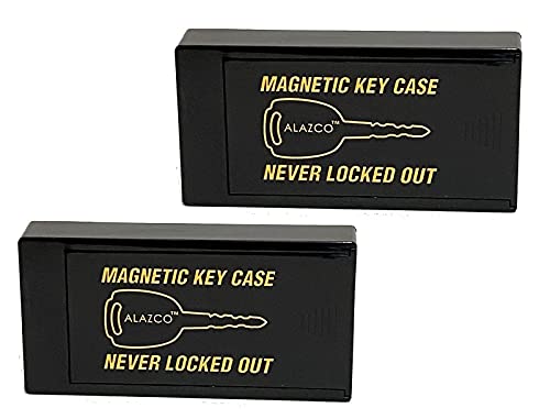 ALAZCO Magnetic Under Car Key Holder - Hidden Spare Key Case, Weatherproof ABS, Large Size for Valuables and Keys