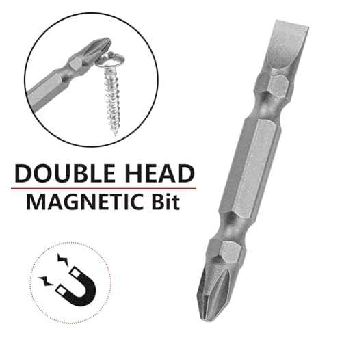10Pcs Magnetic Slotted Phillips Double Ended Screwdriver Bits PH2/SL6, #2 Phillips and #6 Slotted Dual Head Screw Driver Bits Set with 1/4 inch Hex Shank for Power Tools (2 inch Length)