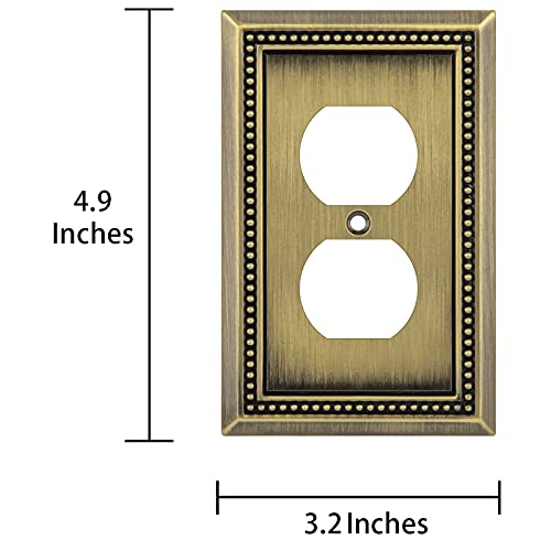 Henne Bery Antique Brass Sunken Pearls Heavy Duty Wall Plate Cover - Single Duplex 2PK