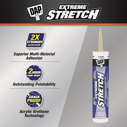DAP Extreme Stretch Acrylic Urethane Sealant Almond 10.1 Oz - Waterproof & Paintable