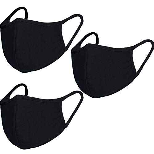 Pack 3 Dust Mouth Mask - All Cotton - Reusable Cloth Comfy Breathable Material Black Pack 3pcs