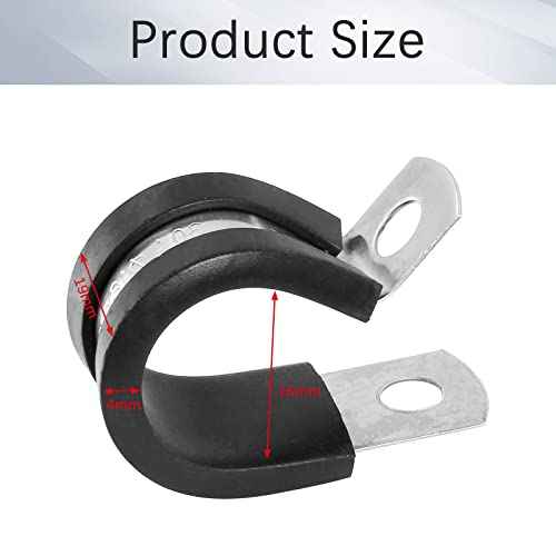 20Pcs 5/8 Inch Stainless Steel Cable Clamps, Rubber Cushioned Insulated Pipe Clamp R-type Metal Wire Clamp for Tube, Hose