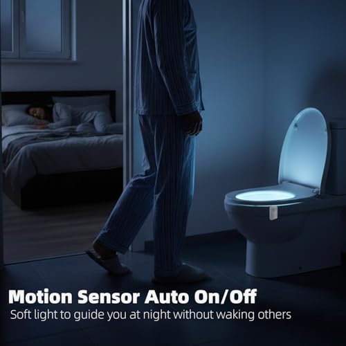 Chunace Motion Sensor Toilet Night Light 2 Pack - Colorful Bathroom Safety