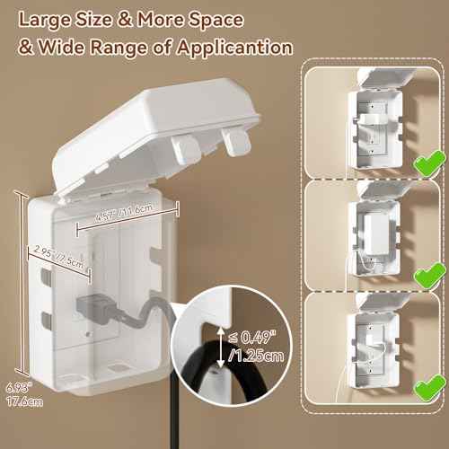 Mom's Choice Gold Awards Winner - EUDEMON 1 Pack Updated Baby Safety Electrical Outlet Cover Box Childproof Plug Cover - More Space for Large Plugs Easy to Install & Use (White)